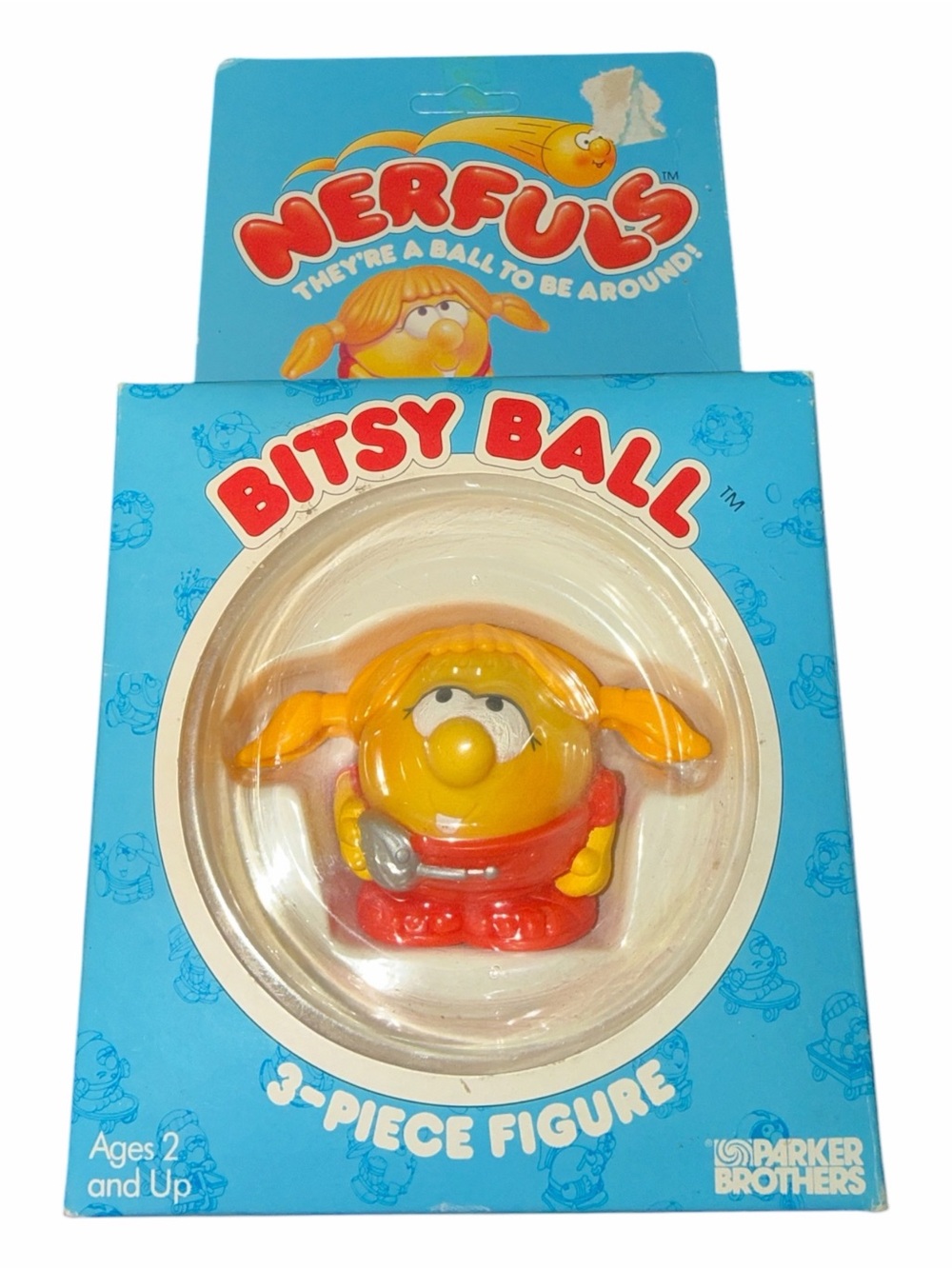VTG 1985 Parker Brothers Nerfuls BITSY BALL 3-Piece Figure NIB Sealed